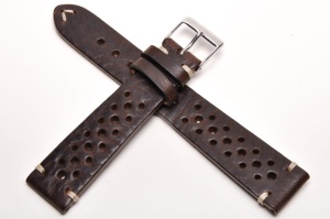 Pasek Fluco Hunter Racing 107RM, Vintage, Skórzany, Ciemny brąz, 19mm