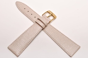 Pasek Bros 8229, Skóra z jaszczurki, Beżowy, 20mm