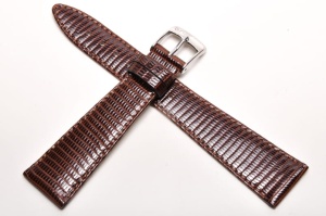 Pasek Bros 8229, Skóra z jaszczurki, Ciemny brąz, 20mm