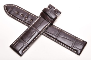 Pasek do zegarka Longines, Skóra z aligatora, Ciemny brąz, 19mm