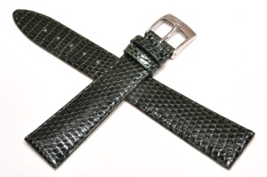 Pasek Bros 8229, Skóra z jaszczurki, Ciemny zielony, 18mm