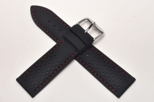 Pasek Horido 015, Silikonowy, Czarny, Czerwona nić, 22mm