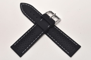 Pasek Horido 015, Silikonowy, Czarny, Biała nić, 20mm