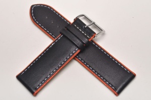 Pasek do zegarka Adriatica A8292, Skórzany, Czarno-pomarańczowy, 24mm