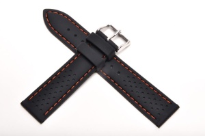 Pasek Horido 015, Silikonowy, Czarny, Pomarańczowa nić, 24mm