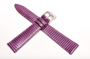 Pasek Bros 8229, Skóra z jaszczurki, Fioletowy, 18mm