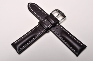 Pasek do zegarka Hirsch Heavy Calf, Skórzany, Ciemny brąz, 18mm