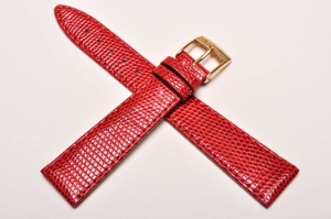 Pasek Bros 8229, Skóra z jaszczurki, Czerwony, 18mm
