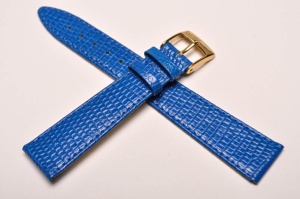 Pasek Bros 8229, Skóra z jaszczurki, Niebieski, 18mm 