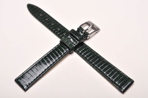 Pasek Bros 8229, Skóra z jaszczurki, Ciemny zielony, 12mm