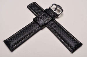 Pasek do zegarka Hirsch Carbon, Skórzany, Czarny, 22mm, XL