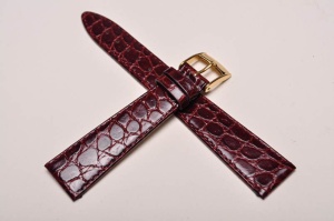 Pasek Bros 8469, Skóra naturalna, Wiśniowy, 18mm