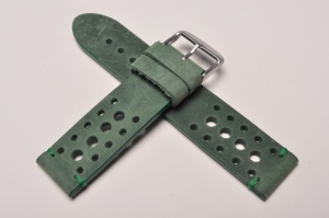 Pasek Skórzany Vintage, Zielony, Tropic, Zielona  nić, 20mm