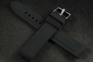 Pasek do zegarka profilowany, Silikonowy, Czarny, 20mm