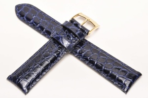Pasek Bros 7482, Skóra naturalna, Granatowy, 22mm