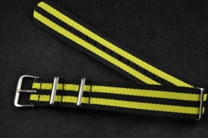 Pasek typu Nato, Nylonowy, Czarno-żółty, 20mm