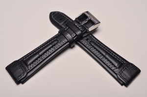 Pasek do zegarka Stailer  Navigator, Skórzany, Czarny, 22mm