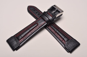 Pasek do zegarka Stailer  Navigator, Skórzany, Czarny, 22mm