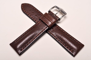 Pasek do zegarka Hirsch Lucca, Skóra naturalna, Ciemny brąz, 22mm