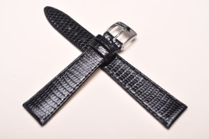 Pasek Bros 8229, Skóra z jaszczurki, Czarny, 18mm