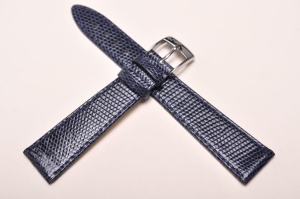 Pasek Bros 8229, Skóra z jaszczurki, Granatowy, 18mm