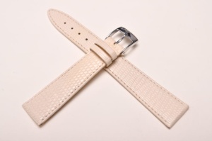 Pasek Bros 8229, Skóra z jaszczurki, Kremowy, 18mm