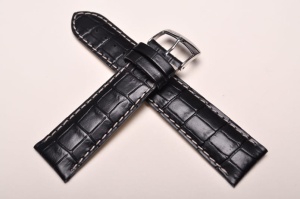 Pasek Bros 7802, Skóra naturalna, Czarny, 22mm
