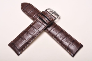 Pasek Bros 7802, Skóra naturalna, Ciemny brąz, 24mm