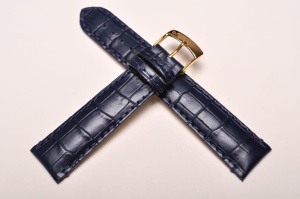 Pasek Bros 7802, Skóra naturalna, Granatowy, 18mm