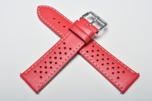 Pasek typu Tropic, Skórzany, Czerwony, 18mm