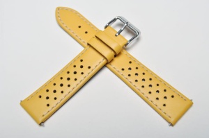 Pasek typu Tropic, Skórzany, Żółty, 22mm