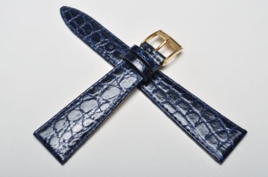 Pasek Bros 8469, Skóra naturalna, Granatowy, 18mm