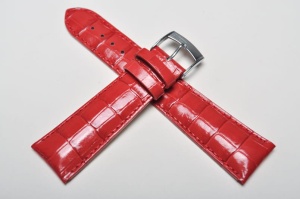 Pasek Bros 3779, Skóra naturalna, Czerwony, 22mm