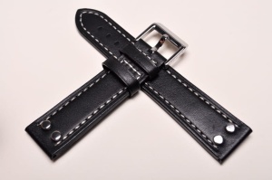 Pasek Stailer 4061 typu Pilot z nitami, Skórzany, Czarny, 22mm