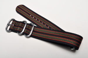 Pasek Zulu, Nylonowy, Czarno-zielono-bordowy, 22mm