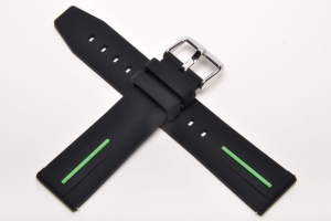 Pasek Silikonowy, Czarno-Zielony, 22mm