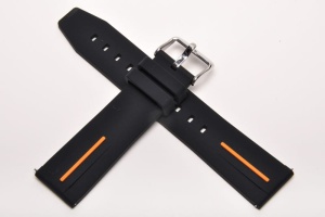 Pasek Silikonowy, Czarno-Pomarańczowy, 22mm