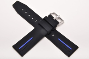 Pasek Silikonowy, Czarno-Niebieski, 22mm