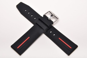 Pasek Silikonowy, Czarno-Czerwony, 22mm