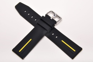 Pasek Silikonowy, Czarno-Żółty, 22mm
