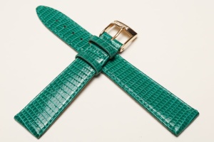 Pasek Bros 8229, Skóra z jaszczurki, Zielony, 18mm