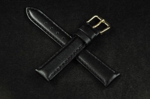 Pasek krótki do zegarka, Skórzany, Czarny, 16mm