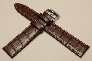 Pasek Bros 8435, Skóra naturalna, Ciemny brąz, 18mm