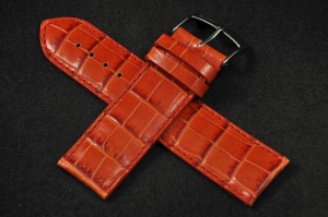 Pasek Bros 7446, Skóra naturalna, Pomarańczowy, 22mm