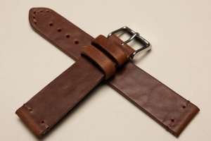 Pasek Bros 8778, Skóra naturalna, Ciemny brąz, 22mm