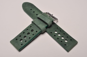 Pasek Skórzany Vintage, Zielony, Tropic, Gładki, 22mm