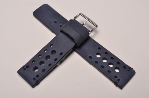 Pasek Skórzany Vintage, Granatowy, Tropic, Granatowa nić,  22mm