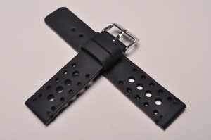 Pasek Skórzany Vintage, Czarny, Tropic, Czarna nić,  22mm