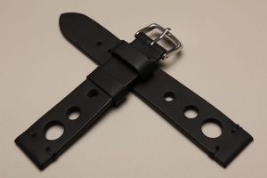 Pasek Skórzany Vintage, Rally 2, Czarny, Czarna nić, 20mm