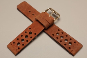 Pasek Skórzany Vintage, Brązowy jasny, Tropic,  Brązowa nić,  20mm